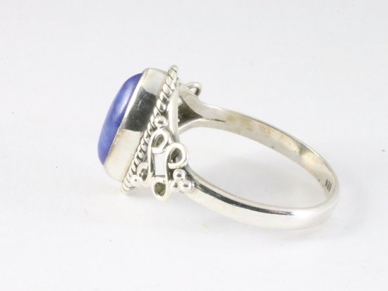 Fijne bewerkte zilveren ring met lapis lazuli afbeelding 2