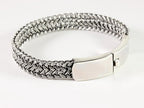 Zware gevlochten zilveren armband met kliksluiting afbeelding 1