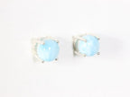 Fijne hoogglans zilveren oorstekers met larimar afbeelding 2