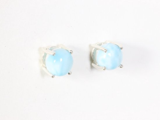 Fijne hoogglans zilveren oorstekers met larimar afbeelding 2