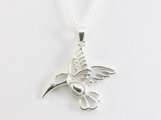 Zilveren kolibrie hanger aan ketting afbeelding 4