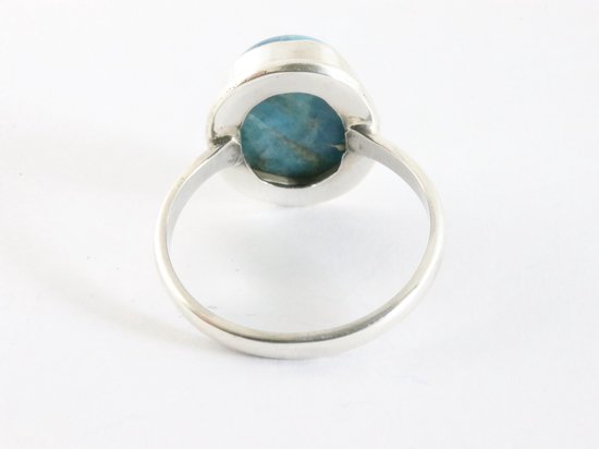 Ovale zilveren ring met blauwe apatiet afbeelding 3