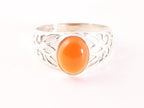 Opengewerkte zilveren ring met carneool afbeelding 4