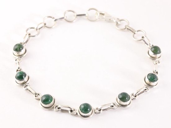Fijne zilveren armband met jade afbeelding 1