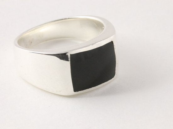 Zilveren zegelring met onyx afbeelding 1
