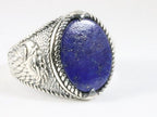Zware bewerkte zilveren ring met lapis lazuli afbeelding 1