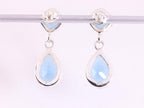Bewerkte zilveren oorstekers met blauwe chalcedoon afbeelding 3