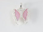 Fijne zilveren vlinder hanger met roze parelmoer afbeelding 4