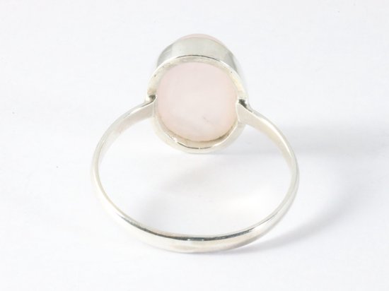 Ovale zilveren ring met rozenkwarts afbeelding 3