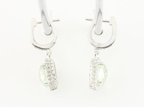Zilveren oorbellen met groene amethist en witte topaas afbeelding 2