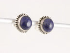 Ronde bewerkte zilveren oorstekers met lapis lazuli afbeelding 2