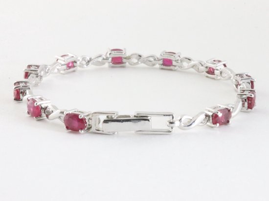 Zilveren tennisarmband met robijn afbeelding 3