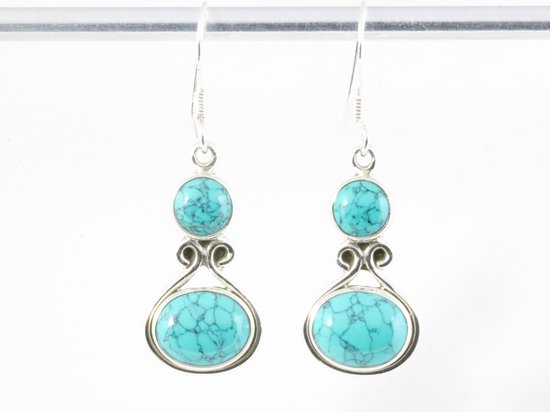 Zilveren oorbellen met turkoois afbeelding 4