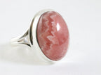 Ovale hoogglans zilveren ring met rhodochrosiet afbeelding 1