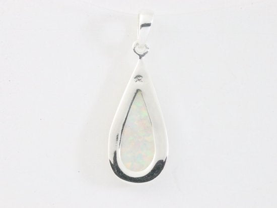Druppelvormige hoogglans zilveren hanger met welo opaal afbeelding 3