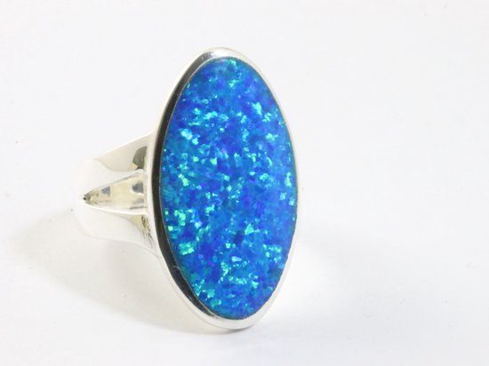 Hoogglans zilveren ring met Australische opaal afbeelding 1