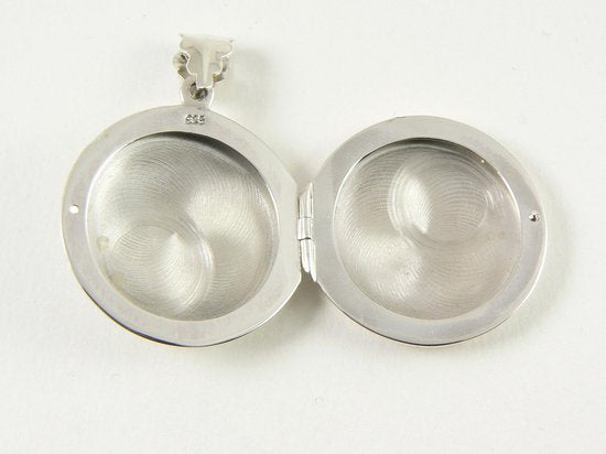 Rond zilveren medaillon met parelmoer afbeelding 4