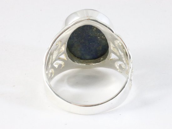Opengewerkte zilveren ring met lapis lazuli afbeelding 3