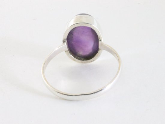 Ovale zilveren ring met amethist afbeelding 3