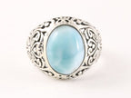 Opengewerkte zilveren ring met larimar afbeelding 4