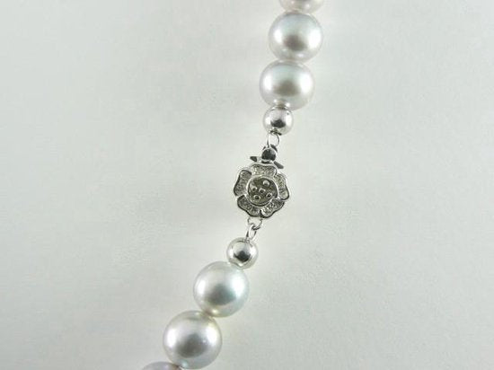 Collier van natuurlijke grijze zoetwaterparels en zilveren sluiting afbeelding 3