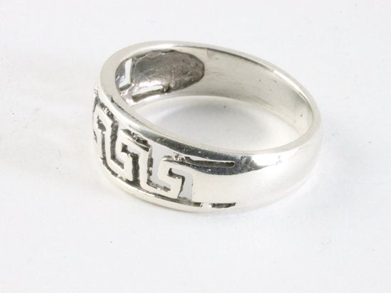 Fijne opengewerkte zilveren ring met Grieks motief afbeelding 2