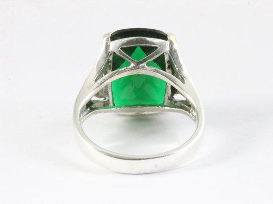 Zilveren ring met groene saffier en marcasiet afbeelding 3