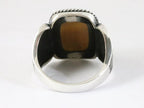 Zware bewerkte zilveren ring met tijgeroog afbeelding 3