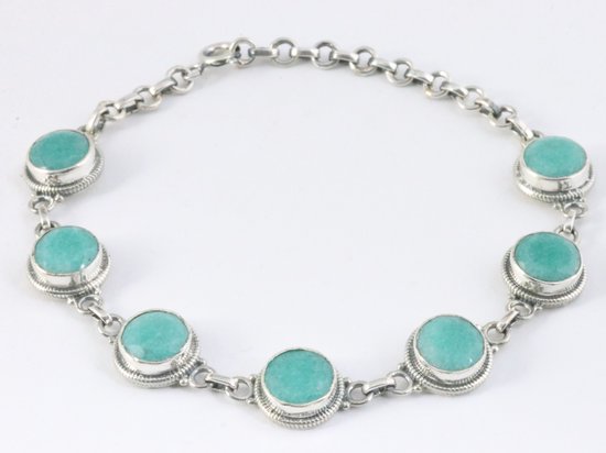 Bewerkte zilveren armband met smaragd afbeelding 1