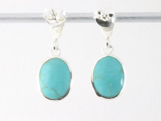 Hoogglans zilveren oorstekers met rode koraal steen afbeelding 3