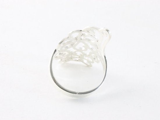 Langwerpige opengewerkte zilveren ring afbeelding 3