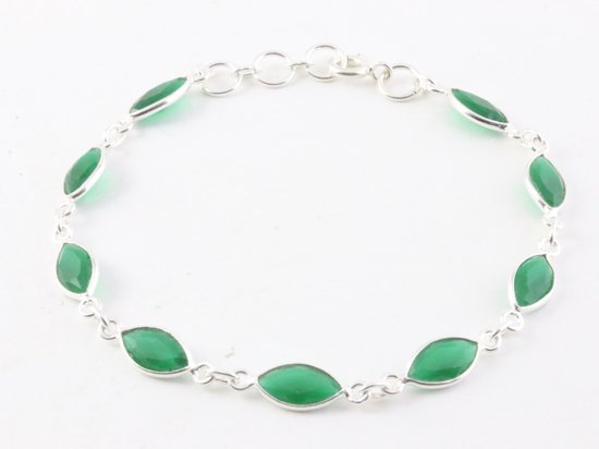 Fijne zilveren armband met smaragd afbeelding 1