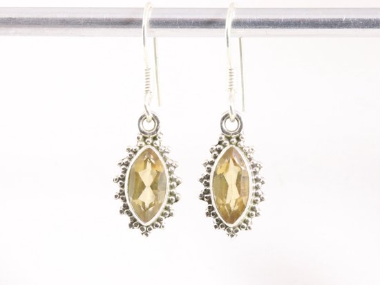Fijne bewerkte zilveren oorbellen met citrien afbeelding 4