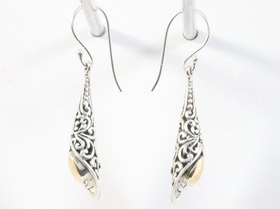 Traditionele bewerkte zilveren oorbellen met 18k gouden decoratie afbeelding 2