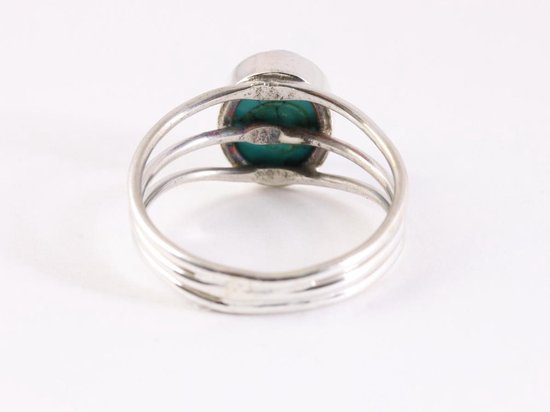 Opengewerkte zilveren ring met turkoois afbeelding 3