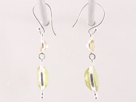 Zilveren oorbellen met lemonkwarts en citrien afbeelding 2