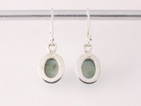 Fijne bewerkte zilveren oorbellen met larimar afbeelding 3