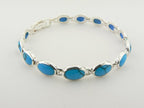 Zilveren schakelarmband met blauwe turkoois afbeelding 2
