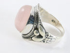 Zware bewerkte zilveren ring met rozenkwarts afbeelding 2