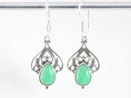 Opengewerkte zilveren oorbellen met jade afbeelding 4