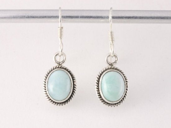 Fijne bewerkte zilveren oorbellen met larimar afbeelding 4