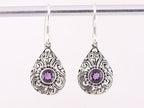 Opengewerkte zilveren oorbellen met amethist afbeelding 4
