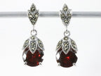Zilveren oorstekers met granaat en marcasiet afbeelding 4