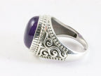 Zware bewerkte zilveren ring met amethist afbeelding 2