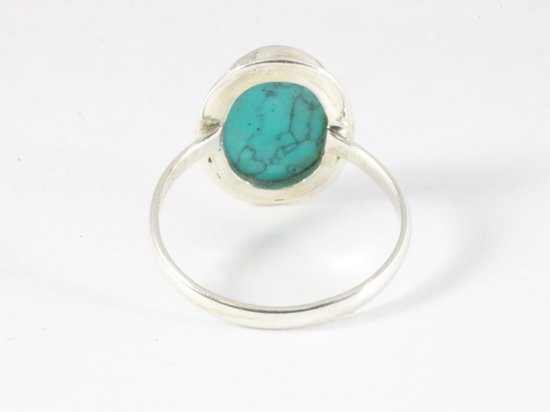 Ovale zilveren ring met turkoois afbeelding 3