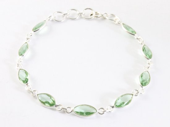Fijne zilveren armband met groene amethist afbeelding 1