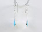 Grote zilveren druppelvormige oorbellen met blauwe turkoois afbeelding 3
