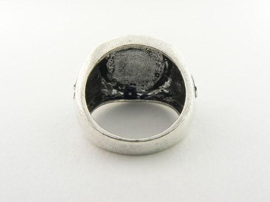 Zware bewerkte zilveren ring met ohm-tekens afbeelding 3