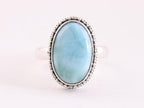 Bewerkte zilveren ring met larimar afbeelding 4