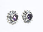 Bewerkte zilveren oorstekers met amethist afbeelding 2